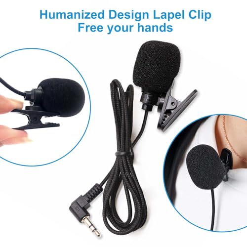 Kinizuxi 2 Pack Lavalier Lapel Microphone,Portable Collar Clip Mic for iPhone iPad Android Smartphone Amplifier Podcast PC/Laptop,Hands Free Mini Mic Recording for YouTube,Interview,Video,Vlog