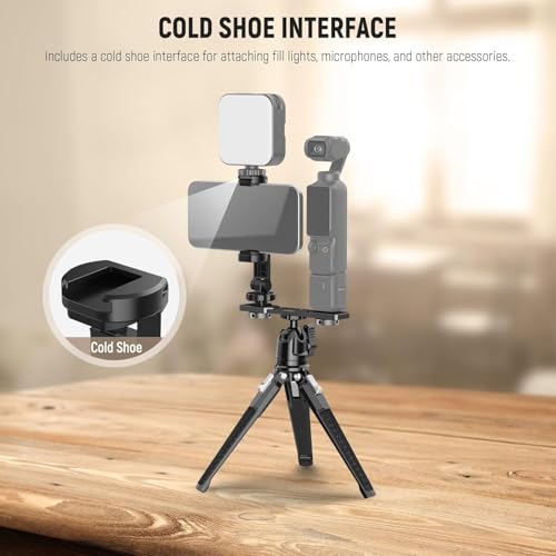 NEEWER Phone Holder Mount Compatible with DJI Osmo Pocket 4 & Pocket 3, Accessories Expansion Cell Phone Mount with 1/4" Threads for Tripod/Extension Rod, Cold Shoe for Mini Video Light, Mic, AC021 - style: AC021