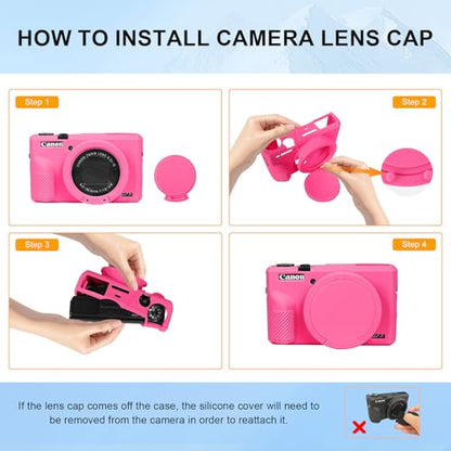 Easy Hood Case for Canon Powershot G7 X Mark III Digital Camera, Soft Silicone Protective Cover with Removable Lens Cover for Canon Powershot G7X Mark III DSLR Camera (Rose) - color: Rose