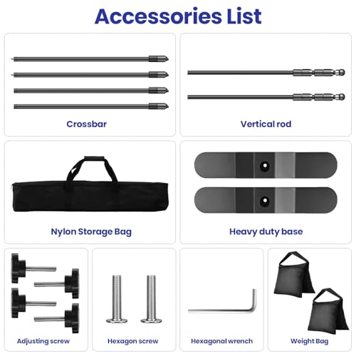 Jiang&Rong 10x8ft Photo Backdrop Stand Kit - Adjustable Banner Stand with Step and Repeat Frame for Professional Photography, Trade Shows, Events