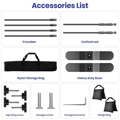 Jiang&Rong 10x8ft Photo Backdrop Stand Kit - Adjustable Banner Stand with Step and Repeat Frame for Professional Photography, Trade Shows, Events