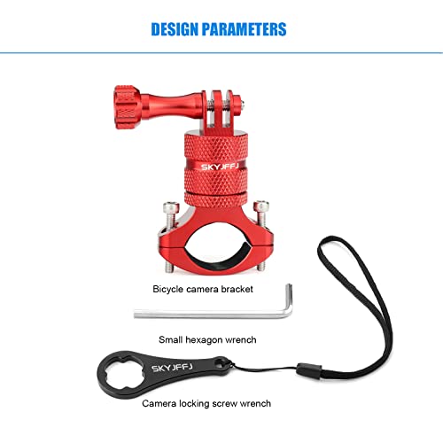 Mountain Bike Camera Handlebar Mount for Gopro Hero 13 12 11 10 9 8,360 Degree Rotation Aluminum Motorcycle Bicycle Rack Mount Holder forDJI Osmo Insta360 AKASO and Other Action Camera（Red） - color: Red