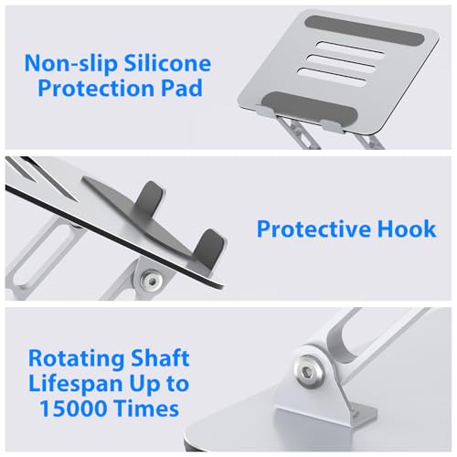 Laptop Stand for Desk, Adjustable Laptop Riser, Metal Foldable Computer Stand Holder Portable Notebook Mount, Ventilated Cooling Printer Stand Compatible with 10-15.6” Laptops