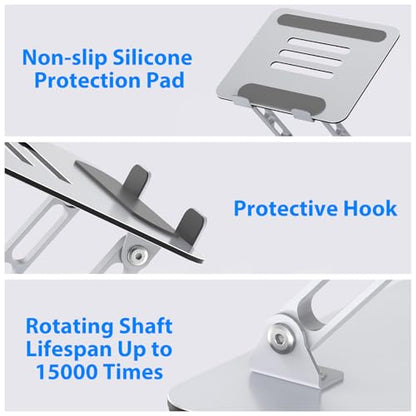 Laptop Stand for Desk, Adjustable Laptop Riser, Metal Foldable Computer Stand Holder Portable Notebook Mount, Ventilated Cooling Printer Stand Compatible with 10-15.6” Laptops