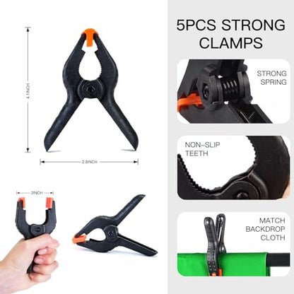 Green Screen Backdrop with Stand Kit, BEIYANG 6.5 X 5 Ft Portable Backdrop Stand Kit with Carrying Bag and 5 Clamps for Streaming, Video conferences and interviews