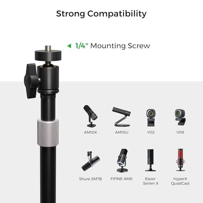 NearStream Webcam Stand for Desk with Round Weighted Base, Aluminum Desktop Stand with 360° Ballhead,10.2-17’’ Adjustable Height, Mount for Webcam/Mic/Light with 1/4" Thread, Max Load 3LB (AW-CZS-01)
