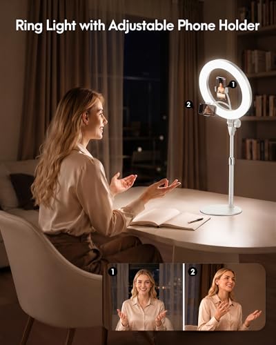 Desk Ring Light with Stand for Computer, Zoom Lighting for Computer, 30 Light Modes for Video Conference, Video Calls, Home Office, Desk Lighting for Video Recording, Podcast, Webcam, Stream