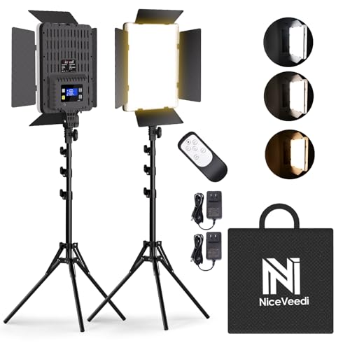 NiceVeedi 2-Pack Photography Lighting Kit, 36W Bi-Color Studio Lights 2700-6500K CRI 95+, Dimmable LED Video Light Kit with Remote Control & 72” Tripod Stand, Lighting for Video Recording/Photography - color: 2-packs