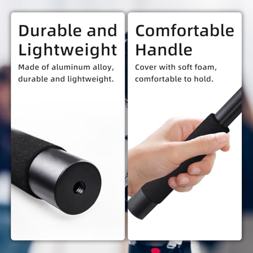 Portable Handheld Boom Pole, 4 Section Stretchable Handheld Aluminum Alloy Microphone Boom Arm with 1/4" 3/8" Interface/4Pcs Sticker Strap for Interview/TV Applications/Video Production (45-154cm)