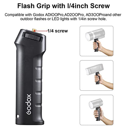 Godox FG-100 Flash Handheld Grip, 1/4" Screw Speedlite Bracket Handle Holder Stabilizers for Godox AD100pro,AD200,AD200pro,AD300pro and Other Speedlight, LED Video Light