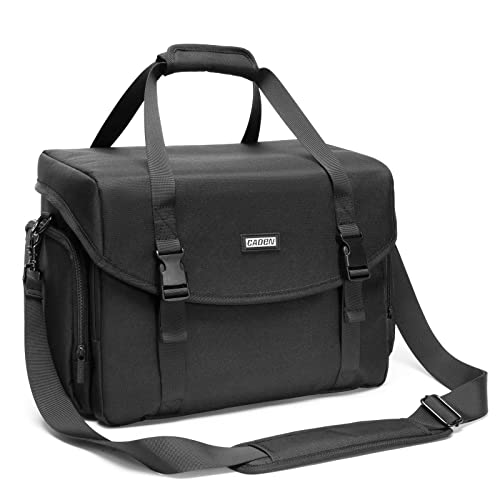 CADeN Camera Bag Case Shoulder Messenger Bag with Tripod Holder Compatible for Nikon, Canon, Sony, DSLR SLR Mirrorless Cameras Waterproof (Black, Large) - size: Large