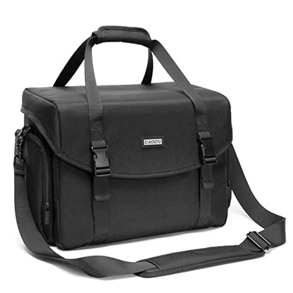CADeN Camera Bag Case Shoulder Messenger Bag with Tripod Holder Compatible for Nikon, Canon, Sony, DSLR SLR Mirrorless Cameras Waterproof (Black, Large) - size: Large