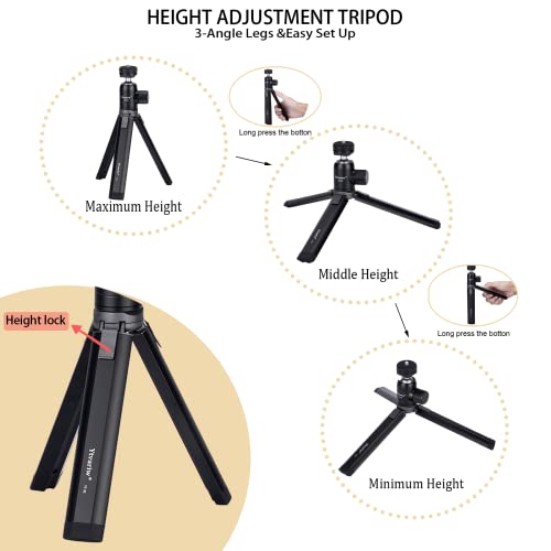 Camera Tripod Mini Ball Head with Cold Shoe Mount,360° Panoramic Aluminum Alloy Ball Head Mount with 1/4" Screw for DSLR Camera,Cell Phone,Monitor,LED Video Light,Microphone