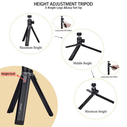 Camera Tripod Mini Ball Head with Cold Shoe Mount,360° Panoramic Aluminum Alloy Ball Head Mount with 1/4" Screw for DSLR Camera,Cell Phone,Monitor,LED Video Light,Microphone