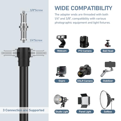 13.1' Heavy Duty Light Stand Photography Tirpod with Air Cushioned 157.2in/4m Adjustable Metal Professional Sky High Tripod with 1/4"& 3/8" Screw Adapter Compatible with Most DSLR Cameras - size: Air Cushioned 13.1'
