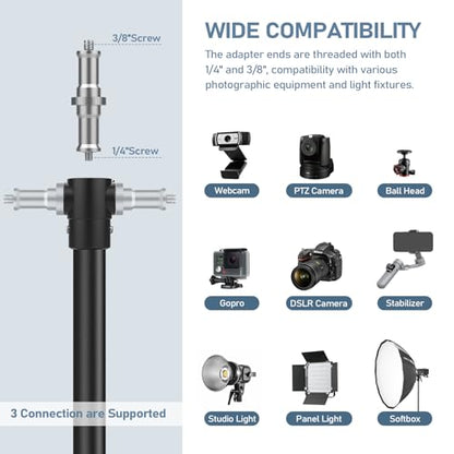 13.1' Heavy Duty Light Stand Photography Tirpod with Air Cushioned 157.2in/4m Adjustable Metal Professional Sky High Tripod with 1/4"& 3/8" Screw Adapter Compatible with Most DSLR Cameras - size: Air Cushioned 13.1'