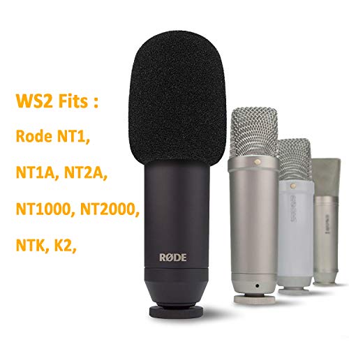 WS2 Microphone Pop Filter/Windscreen Compatible with Rode NT1-A, Procaster, podcaster, NT2-A,K2, NT1000, NT2000and Broadcaster Microphones by SUNMON - size: Rode NT