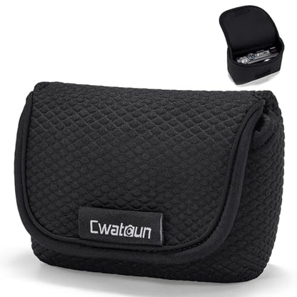 Cwatcun Neoprene Compact Camera Pouch - The Small Case & Travel Sleeve Bag for Digital Camera Ricoh/Canon/Sony & More - color: Black