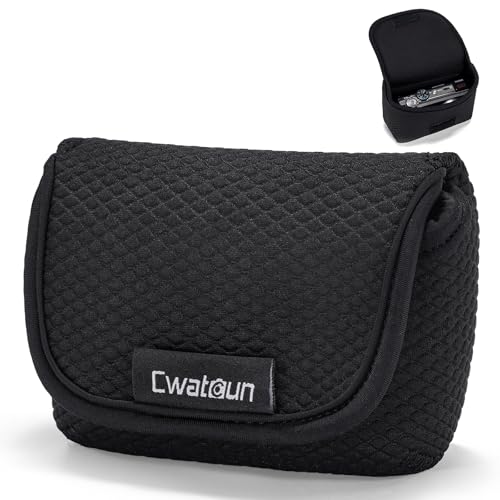 Cwatcun Neoprene Compact Camera Pouch - The Small Case & Travel Sleeve Bag for Digital Camera Ricoh/Canon/Sony & More - color: Black