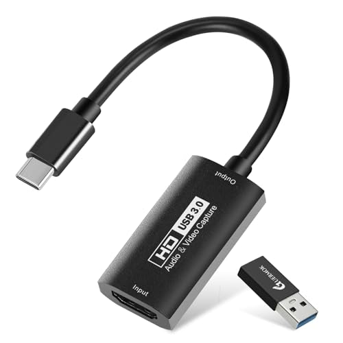 GUERMOK Video Capture Card, USB3.0 HDMI to USB-C Capture Device, Stream & Record at 2K@30FPS 1080P@60FPS, Compatible with Mac OS Windows, Quest 3, OBS, Zoom, PS5/4, Switch, Xbox (Black) - color: Black