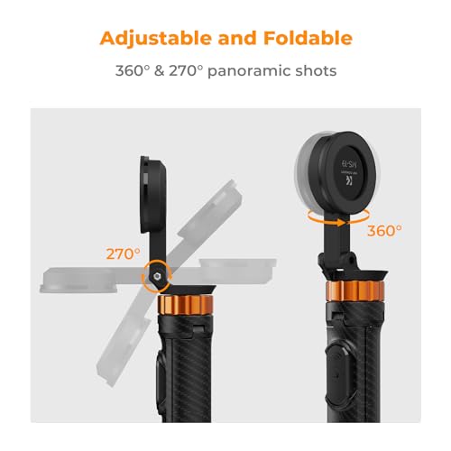 K&F CONCEPT 63'' Magnetic Selfie Stick Tripod, Lightweight Cellphone Stand with Wireless Remote, Compatible with iPhone 17 Pro Max/16/15/14/13/12 Series and All Phones - color: Black Orange