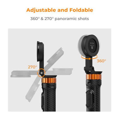 K&F CONCEPT 63'' Magnetic Selfie Stick Tripod, Lightweight Cellphone Stand with Wireless Remote, Compatible with iPhone 17 Pro Max/16/15/14/13/12 Series and All Phones - color: Black Orange