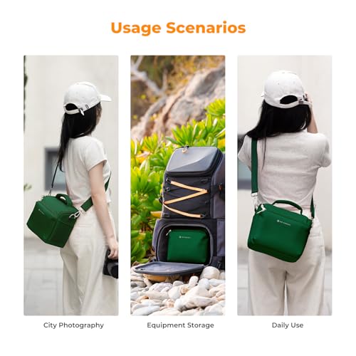 K&F CONCEPT Camera Sling Bag Small Crossbody Camera Case DSLR/SLR/Cute Compact Shoulder Photography Bags for Photographers-Green - color: 07-green