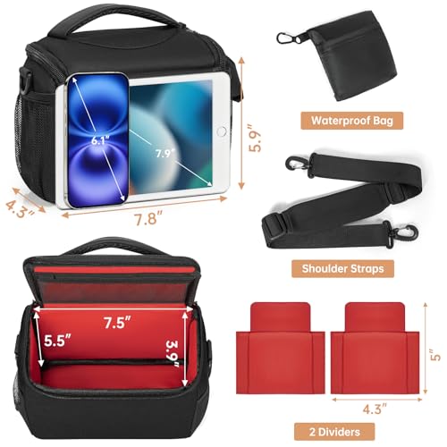 Camera Carrying Bag, Anti-Shock Camera Case Bag with Water-resistant Rain Cover Compatible for Canon EOS R50 M50 Powershot SX540 SX70, Nikon Coolpix L340 B700 P610, Panasonic LUMIX, Sony a6100 a6400 - color: Black, size: Small