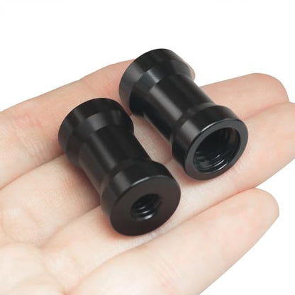 2PCS Tripod Light Stand Adapter 1/4-20 to 3/8-16 Female to Female Screw Converter for Tripods Monopods Rail Systems Light Stands Ball Head Flash Trigger Receivers Black Color