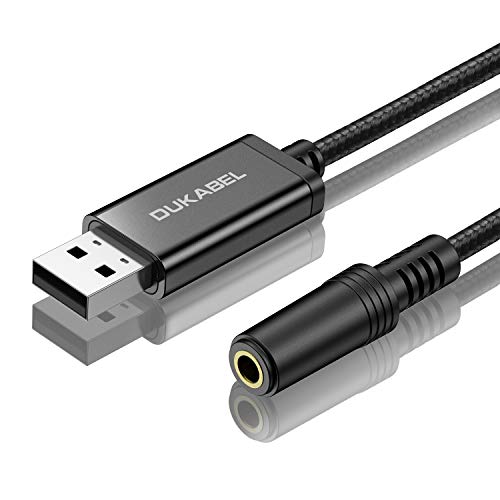 DUKABEL USB Audio Adapter, USB to 3.5mm Aux Adapter for Headset, TRRS Microphones, USB External Sound Card Converter for PC, PS4, PS5[240CM/6.6FT] - size: 2.4Meters
