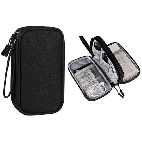 Electronic Organizer Travel Cable Accessories Bag, Electronic Organizer Case, Electronic Accessories Organizer Bag, Double-Layer Space Black