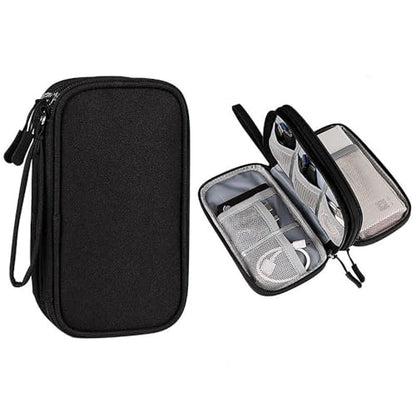 Electronic Organizer Travel Cable Accessories Bag, Electronic Organizer Case, Electronic Accessories Organizer Bag, Double-Layer Space Black