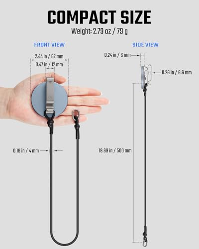 KeyUnity KH01 Magnetic Belt Clip Phone Holder with Anti Theft Lanyard, Quick-Release Hands-Free Access Phone Mount for Belt & Straps, Stretchy Tether for Running Travel Hiking, Compatible with MagSafe