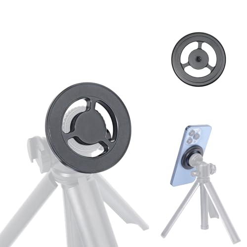 Magnetic Phone Tripod Mount Adapter for Magsafe, with 1/4” Screw and Magnetic Ring Compatible with iPhone 17/16/15/14/13...Samsung, Almost All Cellphones Live, Broadcast Tripod..