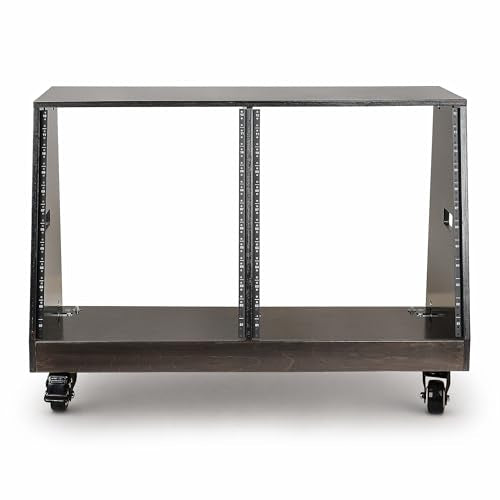 Sound Town DIY 2 x 12U Slanted Double-Bay Studio Rack with Casters for Home Studio and Recording Room, Baltic Birch Plywood, Black Espresso (SDRK-D12TD) - size: 2 X 12u, Black Espresso