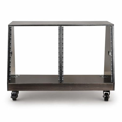 Sound Town DIY 2 x 12U Slanted Double-Bay Studio Rack with Casters for Home Studio and Recording Room, Baltic Birch Plywood, Black Espresso (SDRK-D12TD) - size: 2 X 12u, Black Espresso