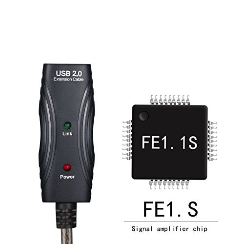 USB 2.0 A Male to A Female Extension Cable USB Active Repeater Cord with Built-in Signal Booster for Printer, Keyboard, Game Console, Loudspeaker, Oculus Rift, scanners(50 Feet with Led Light) - size: 50 Feet with Led Light