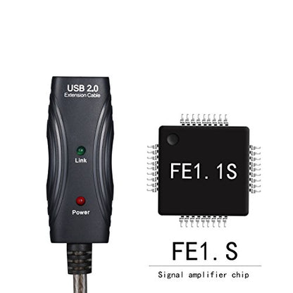 USB 2.0 A Male to A Female Extension Cable USB Active Repeater Cord with Built-in Signal Booster for Printer, Keyboard, Game Console, Loudspeaker, Oculus Rift, scanners(50 Feet with Led Light) - size: 50 Feet with Led Light