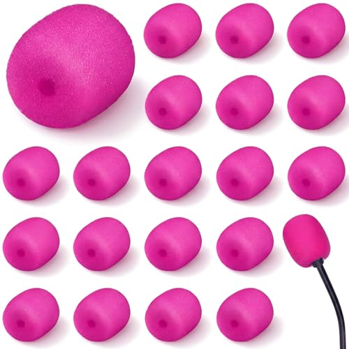 20 Pcs 2x15 mm Mini Size Headset Windscreen Microphone Foam Cover Small Lapel Mic Sponge Pop Filter Replacement for Hole Ear-hook Other Headset Microphones(Rose Red) - color: Rose Red, size: 2 x 15 mm