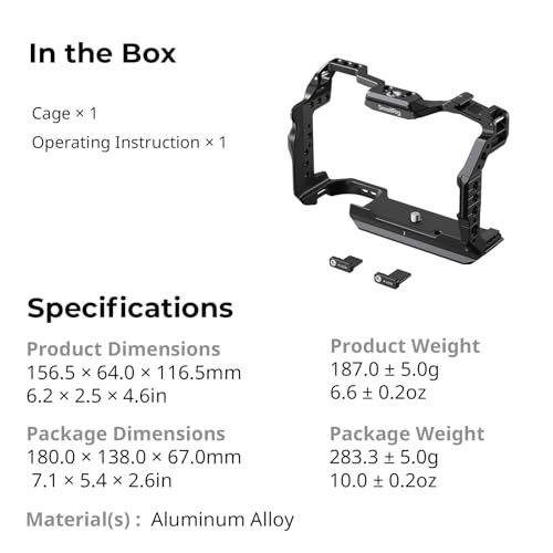 SmallRig Camera Cage for Canon R6 Mark III / R6 Mark II, Formfitting Video Making Rig, HawkLock Dual NATO Rails, Quick Release Plate for Arca, Compatible with DJI RS 3 / RS 3 Pro/RS 4 / RS 4 Pro-5954 - style: Cage