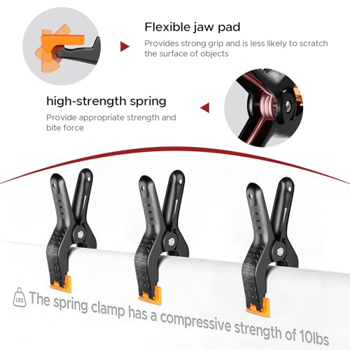8 Pack Spring Clamps, 4.5inch Heavy Duty Clamps for Photography Studios, Professional Large Plastic Muslin Photo Clips for Backdrop Stand, Woodworking, Balloon Arch and Home Improvement