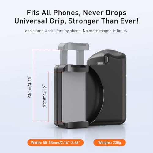 AMAZEAR Shutter Grip for iPhone 17 Pro Max/Android Mobile Phones, DSLR Camera Style Cellphone Photography Handle with Bluetooth Remote for Samsung Galaxy S26 Ultra, for Google Pixel, Compatible iOS26