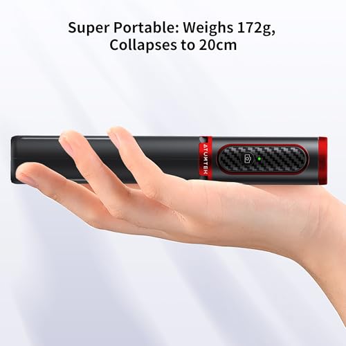 ATUMTEK Selfie Stick Tripod, 3-in-1 Extendable Aluminum Phone Tripod with Detachable Bluetooth Remote, Compatible with iPhone 17/16/15/14/13/12/11/11 Pro/XS Max/XR and Samsung Smartphones, Red - color: Red