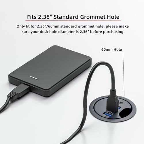 CY USB 3.0 Hub Sound Card AUX 3 Port USB 60mm Desk Grommet Splitter Dock Station Headphone Mic Audio Interface for Desktop PC - style: 3USB+AUX