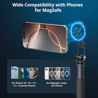 SMALLRIG Magnetic Metal Phone Mount with Cold Shoe Mount, Adjustable Rotatable Phone Tripod Holder Adapter for iPhone 17/16/15, Camera Monitoring, Tripods, Stabilizers - 5156 - size: Phone Tripod Holder