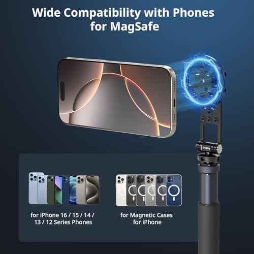SMALLRIG Magnetic Metal Phone Mount with Cold Shoe Mount, Adjustable Rotatable Phone Tripod Holder Adapter for iPhone 17/16/15, Camera Monitoring, Tripods, Stabilizers - 5156 - size: Phone Tripod Holder