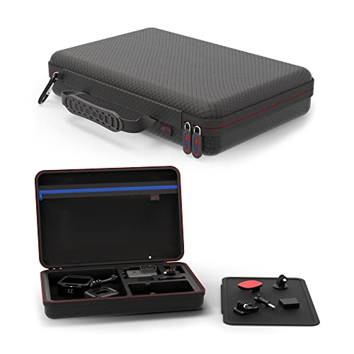 DigiCharge Action Camera Carrying Case for GoPro Lit Hero 13/12/11 Max 2, DJI Osmo Action, Akaso – Shockproof Travel Bag with Foam Compartments & Mesh Pocket – Protective Storage 12x8x2.5 Inches - size: L