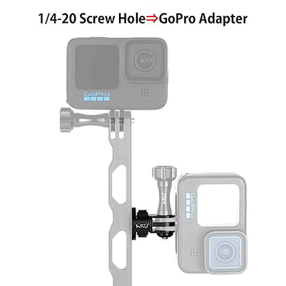 HSU Aluminum Tripod Mount Adapter, 1/4" 20 Mount for GoPro Hero 13/12/11/10/9/8/7 Insta360 X3/X2/X/RS/R and Other Cameras (Black) - color: 1 Pack