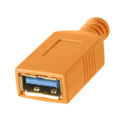 TetherPro USB-C to USB A Female Adapter (Extender) Cable | for Fast Transfer and Connection Between Camera and Computer | High Visibility Orange | 15 Feet (4.6 m) | Tether Tools