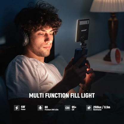 NEEWER Basics NL-60AI Selfie Light for Phone with Front & Back Clip, 60 LED 2000mAh Rechargeable CRI95+, 3 Modes, Portable Clip on Fill Lighting for Tablet Computer Laptop Zoom Call TikTok Video
